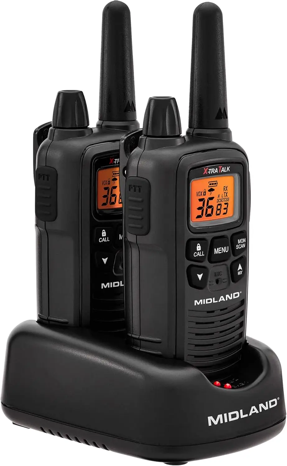 

36-Channel FRS Two-Way Radio, Up to 30-Mile Range Walkie Talkie with NOAA Weather Scan, Privacy Codes (Pair Pack, Black)