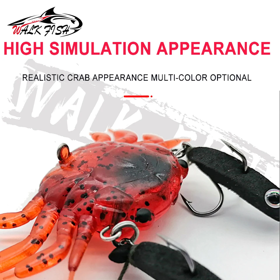 crab wobbler fishing lure WALK FISH 1PCS Crab Soft Lure Silicone Fake Bait 5.8g 13.7g Sinking  Predator Sea Rock Squid Fishing Artificial Equipment