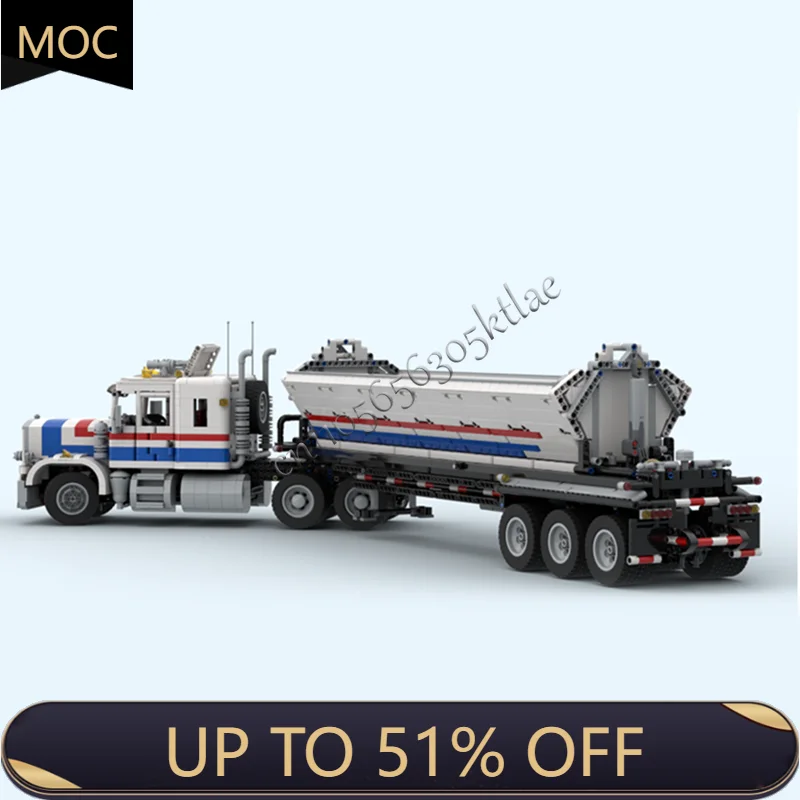 

2577 PCS MOC City Engineering Side Unloading Trailer Model Technology Building Block Creative Kids Toy Popular Christmas Gifts