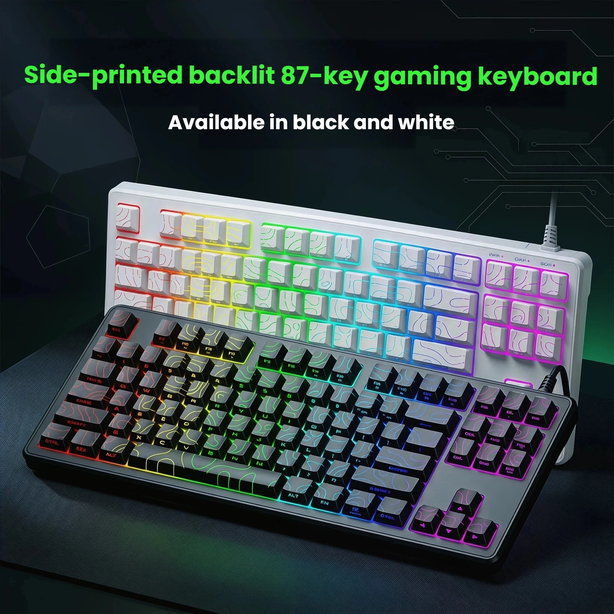 DG87 Wired Keyboard, RGB Backlighting, Contour-Etched Keycaps, Silent The perfect choice for work, gaming, or as a surprise gift