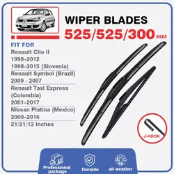 Front Rear Wiper Blades Brushes For Renault Clio II 2 MK2 1998-2005 Nissan Platina Symbol Taxi Express Cutter Accessories J Hook