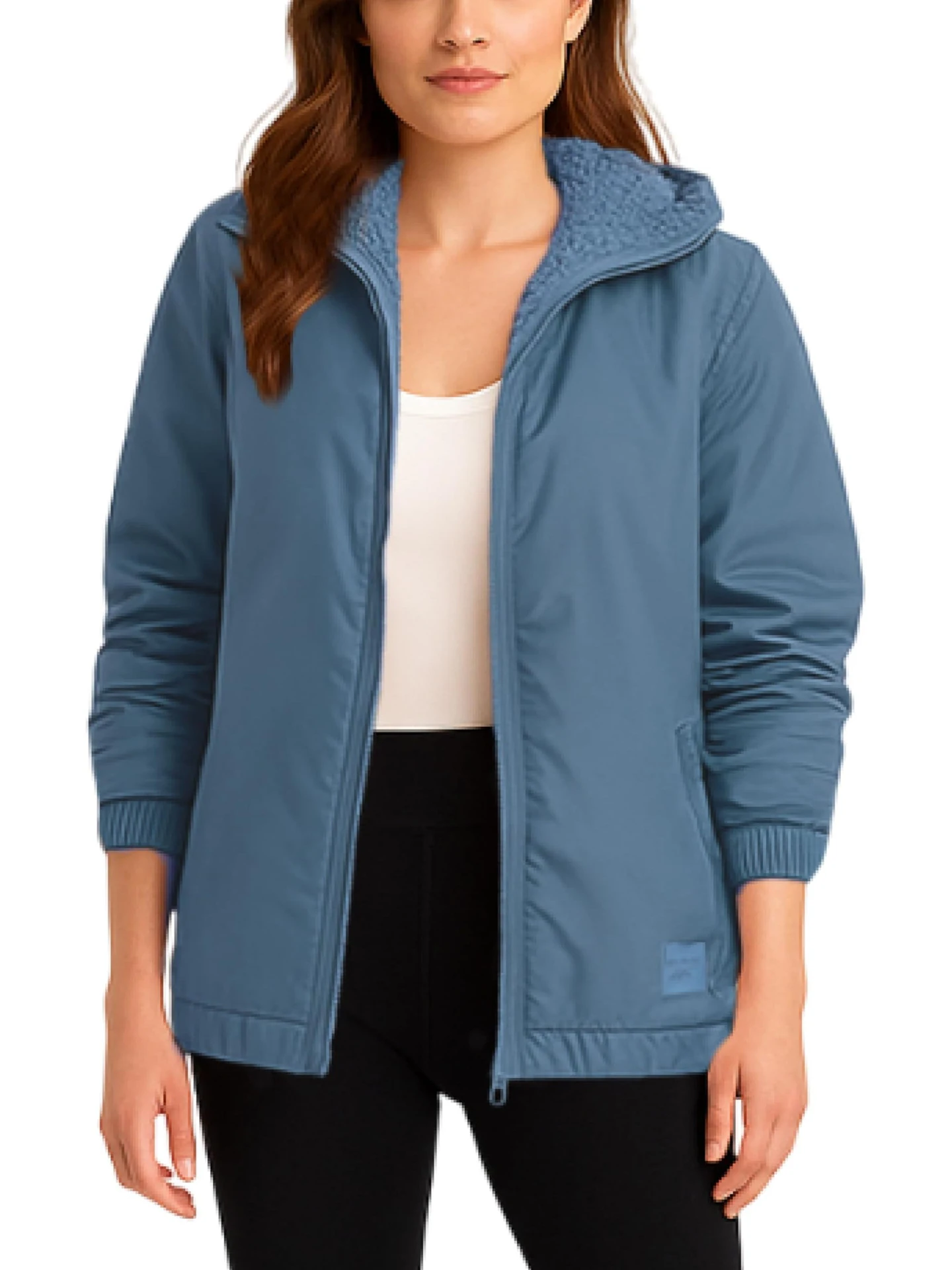 Thickened Fleece Outdoor Sportswear Cotton Jacket Women's Autumn Winter Hooded Coat Windproof Waterproof Regular Fit Long Sleeve
