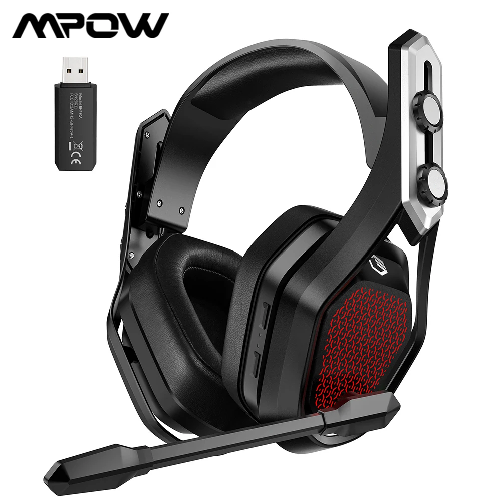 Mpow Iron Pro Wireless Gaming Headset Wired Headphone for PS4/PC/Xbox One/Switch/Phone with Surround Sound & 20H Battery Life