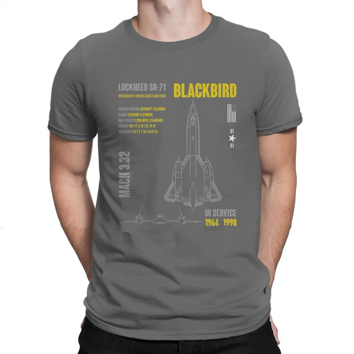 Airplane Lover Lockheed SR-71 Blackbird MlIitery Aircraft TShirt Men Gothic Casual O-neck Cotton T Shirt Herejoko Straatwaer