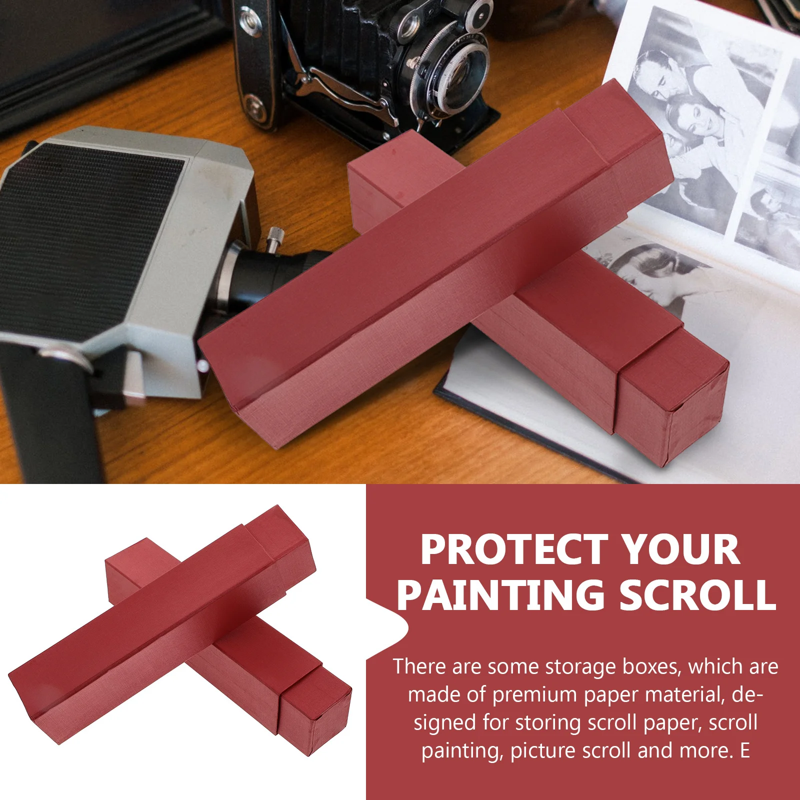 

2pcs Photo Album Storage Box For Artworks Scroll Painting Holders Premium Paper Material Durable Practical Case