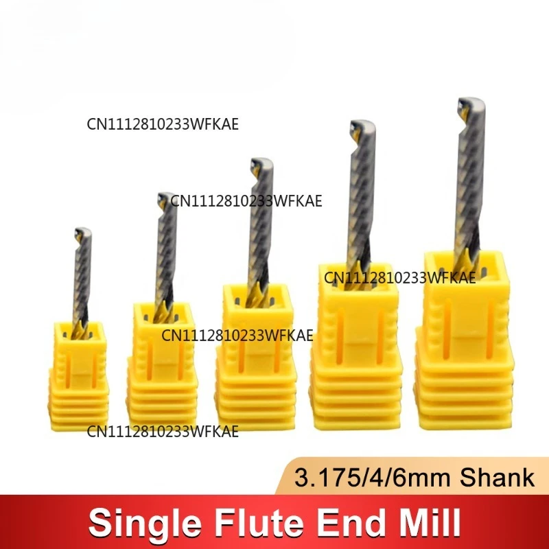 5Pcs/lot Up Cut Milling Cutter Single Flute Spiral Bits 3.175/4/6/8 SHK Tungsten Carbide CNC Tool Router Engraving Bits