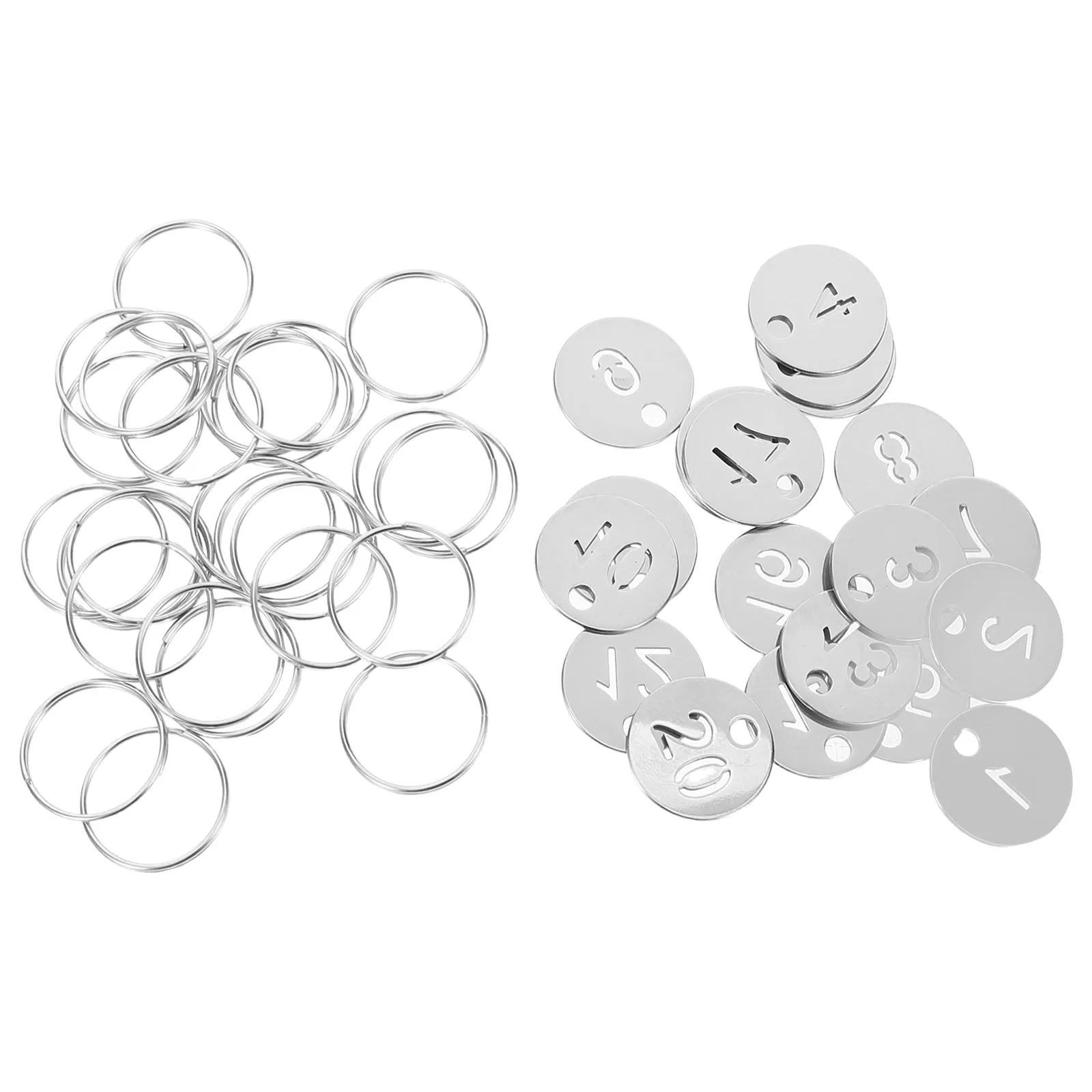 20Pcs Round Metal Tags Stainless Steel Numbered Id Tags Hollow Design Engraved 1-20 for Keychains Lockers Warehouses Events