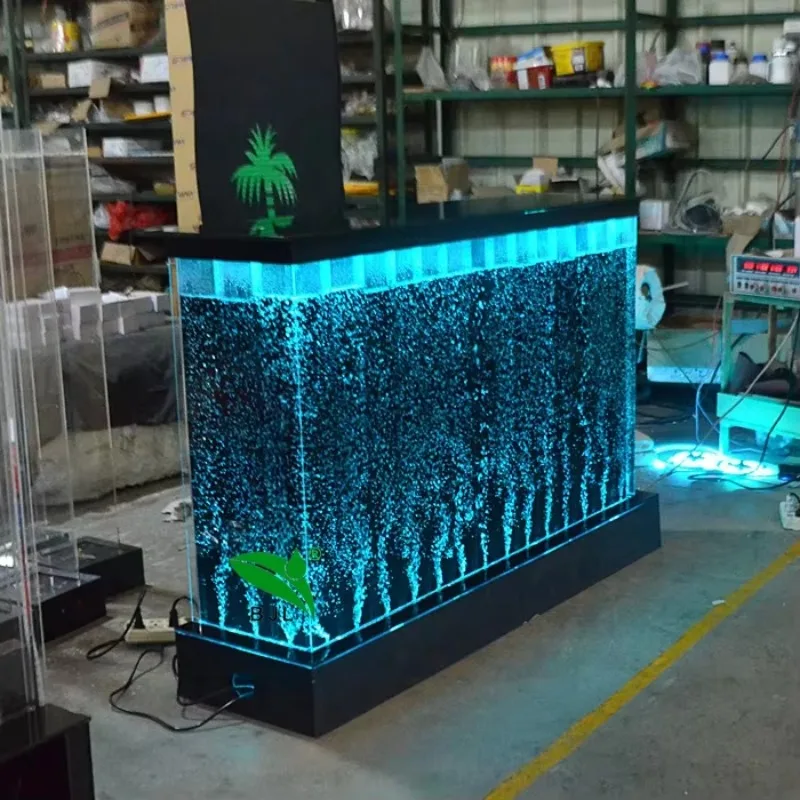 Custom Bar Furniture Customized Modern Movable Led Color Changing Water Bubble Wall Liquor Bar Counter