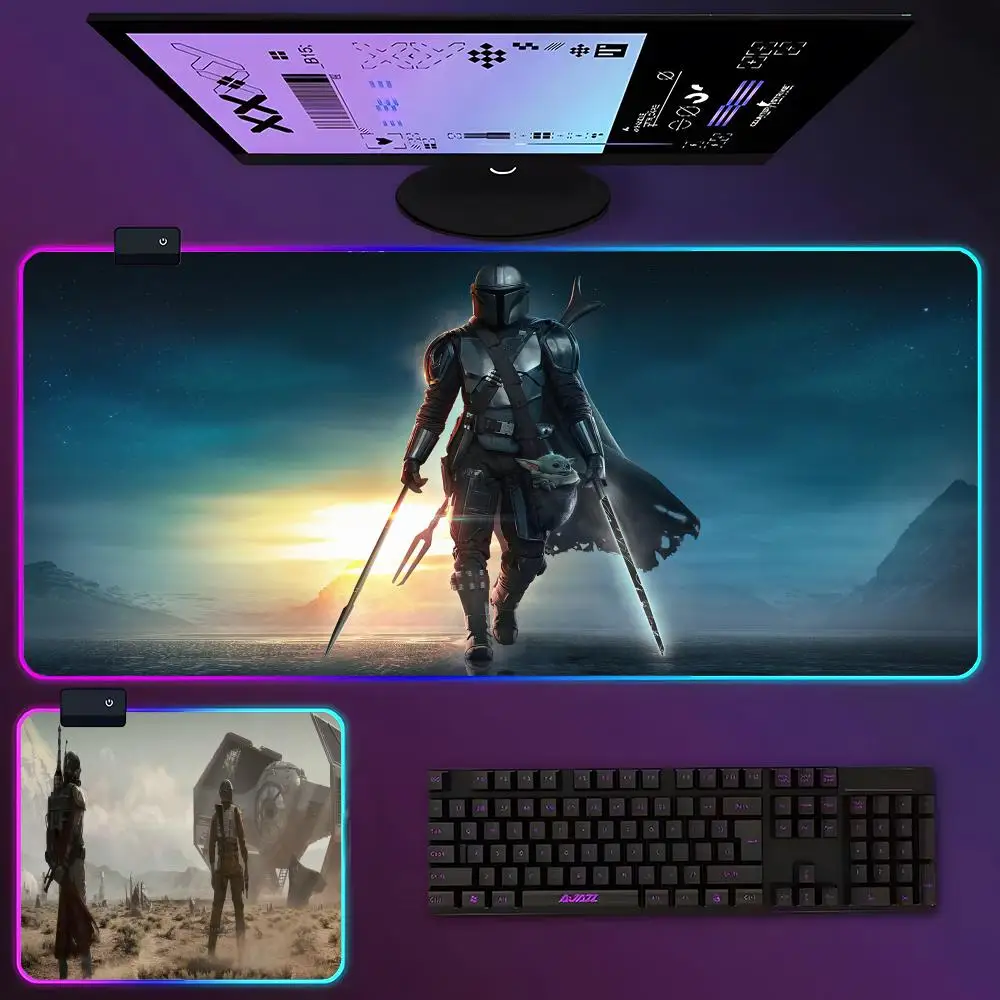 S-Star W-Wars Mouse Pad RGB Luminous 700X400mm Large Table Pad Encrypted Anti Skid Super Large Mouse Pad