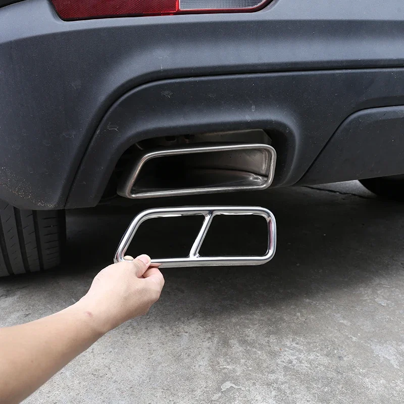 Silver S.Steel Car Rear Exhaust Muffler Tail Pipe Cover Exhaust Decoration Trim For Cadillac XT5 2016 2017 2018 2019 2020 2021