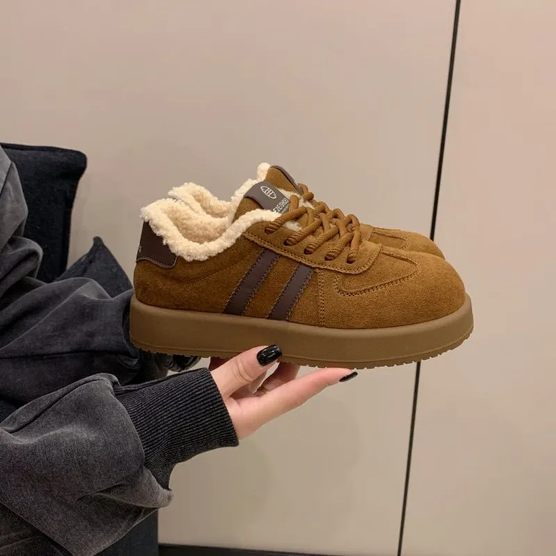 NEW Arrival Winter Women's Fleece-lined Casual Flats Shoes Waterproof Skid-proof Durable Comfortable Warm Women's Retro Shoes