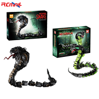 MOC Mechanical King Cobra Building Block Snake Model Animal Toy Jointed Articulated Figurine Birthday Holiday Gift