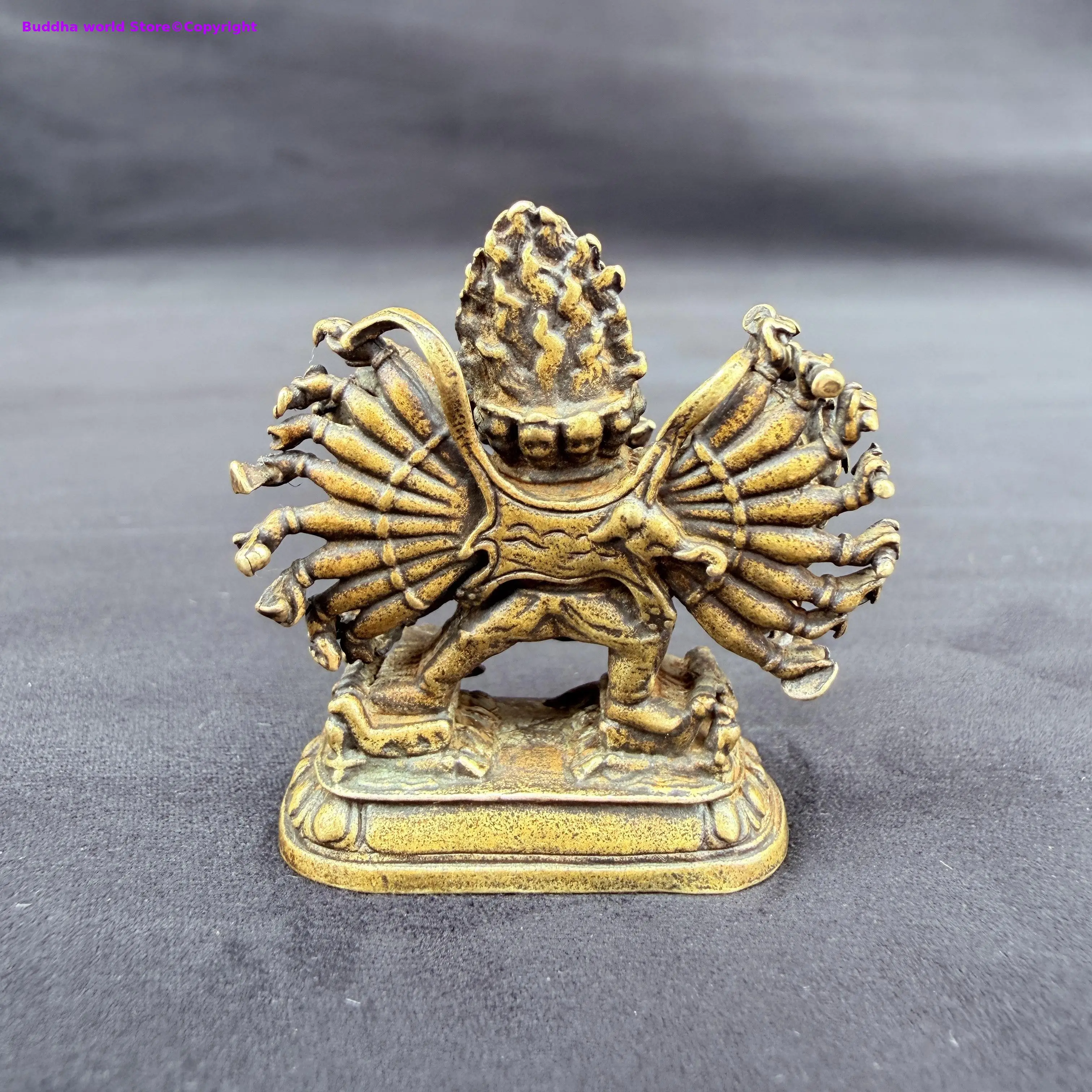 Special Offer copper carving ancient small buddha statue pocket Yamantaka buddha buddhist family lama monk worship