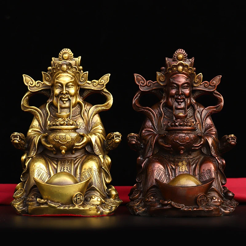 Brass treasure bowl with gold ingots, decorative craft item