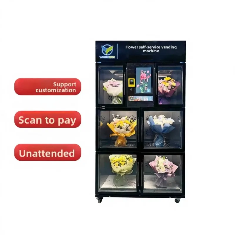Self-Service Flower Vending Machine Commercial Scan-to-Pay Instant Pickup Romantic Bouquets Confessions for Train Customized