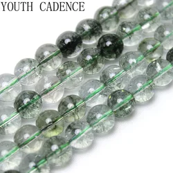 Natural Green Cracked Crystal Stone Round Loose Spacer Beads 15