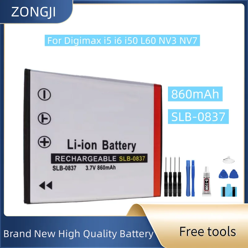 

New Battery SLB-0837 860mAh For Digimax i5 i6 i50 L60 NV3 NV7 Battery + Free Tools