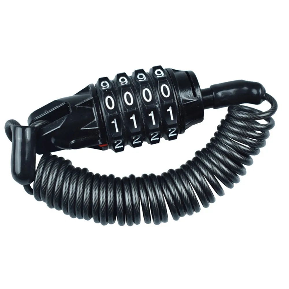 Motorcycle Helmet Lock Cable Black Tough Combination 4 Digit Password Anti-theft Security Rope Motorcycle Helmet Lock