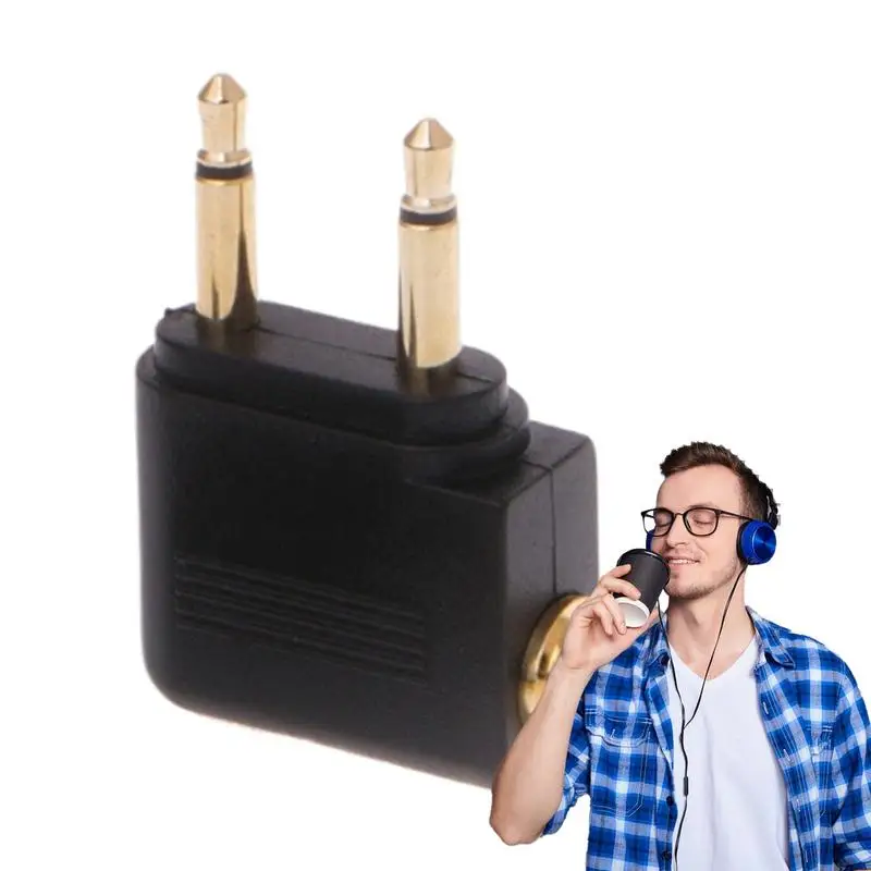Duals 3.5mm Plug Adaptor Jack Audio Headphone Converter Adapter Headset Connector for Airline Airplane Travel Earphones