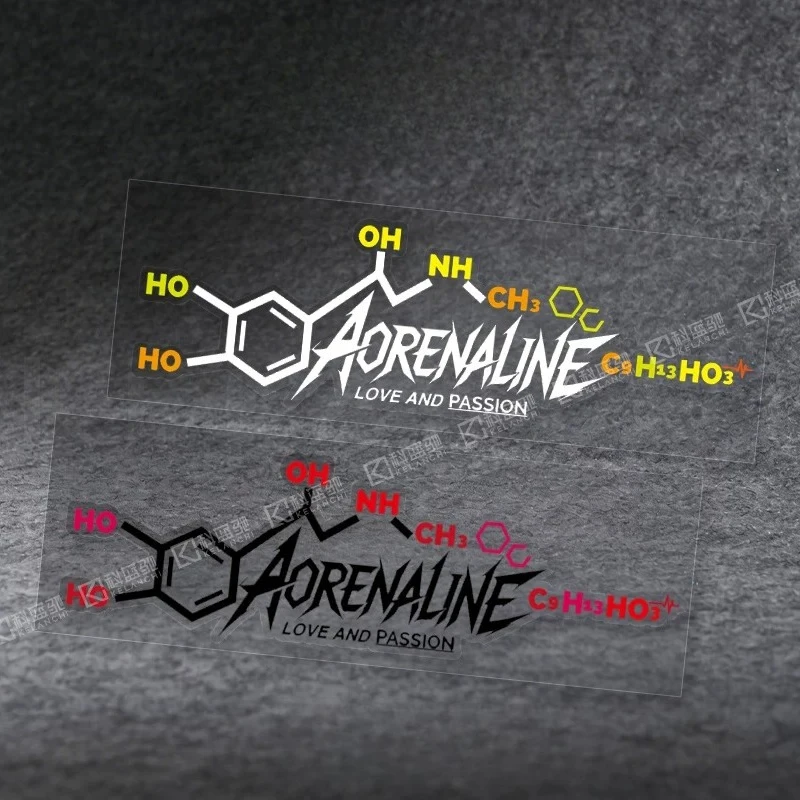 Adrenaline Chemical Formula Vinyl Sticker With Love And Passion Slogan, Decal For Car Window Motorcycle Helmet