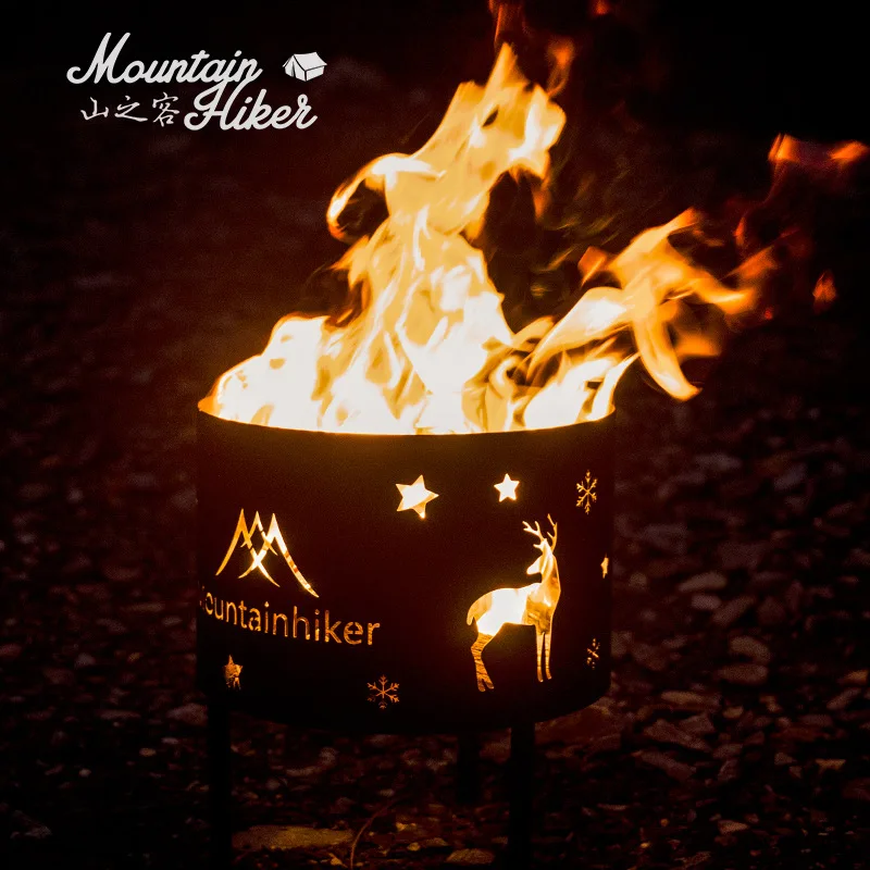 

MOUNTAINHIKER Outdoor Camping Picnic BBQ Boils Tea Water For Heating Charcoal Stove Firewood Stove Elk Star Firewood Barrel