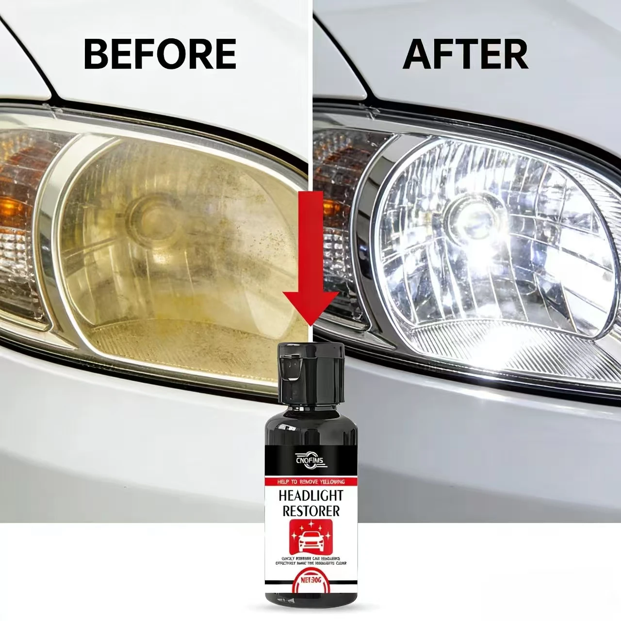 30G CNOFIMS Headlight Restorer for BMW Toyota – Remove Yellowing, Quickly Restore Car Headlights, Make Headlights Clear, Auto La