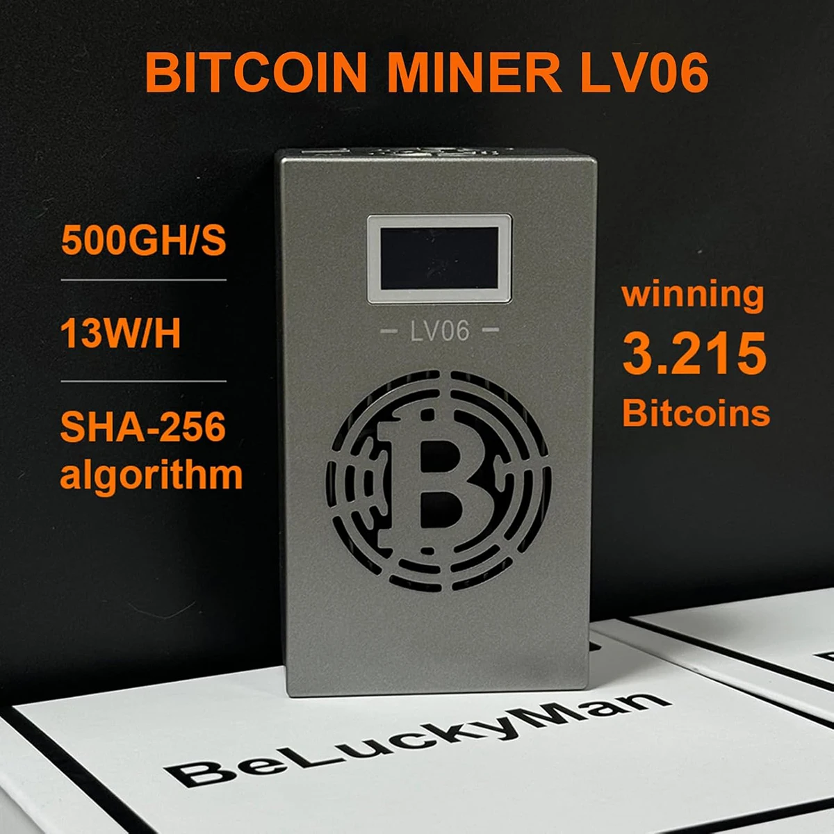 가정용 사일런트 비트코인 채굴기, 행운의 채굴기, LV06 500G, 해시율 BTC 로또 머신, 15W, 5V 6A 전원 공급 장치