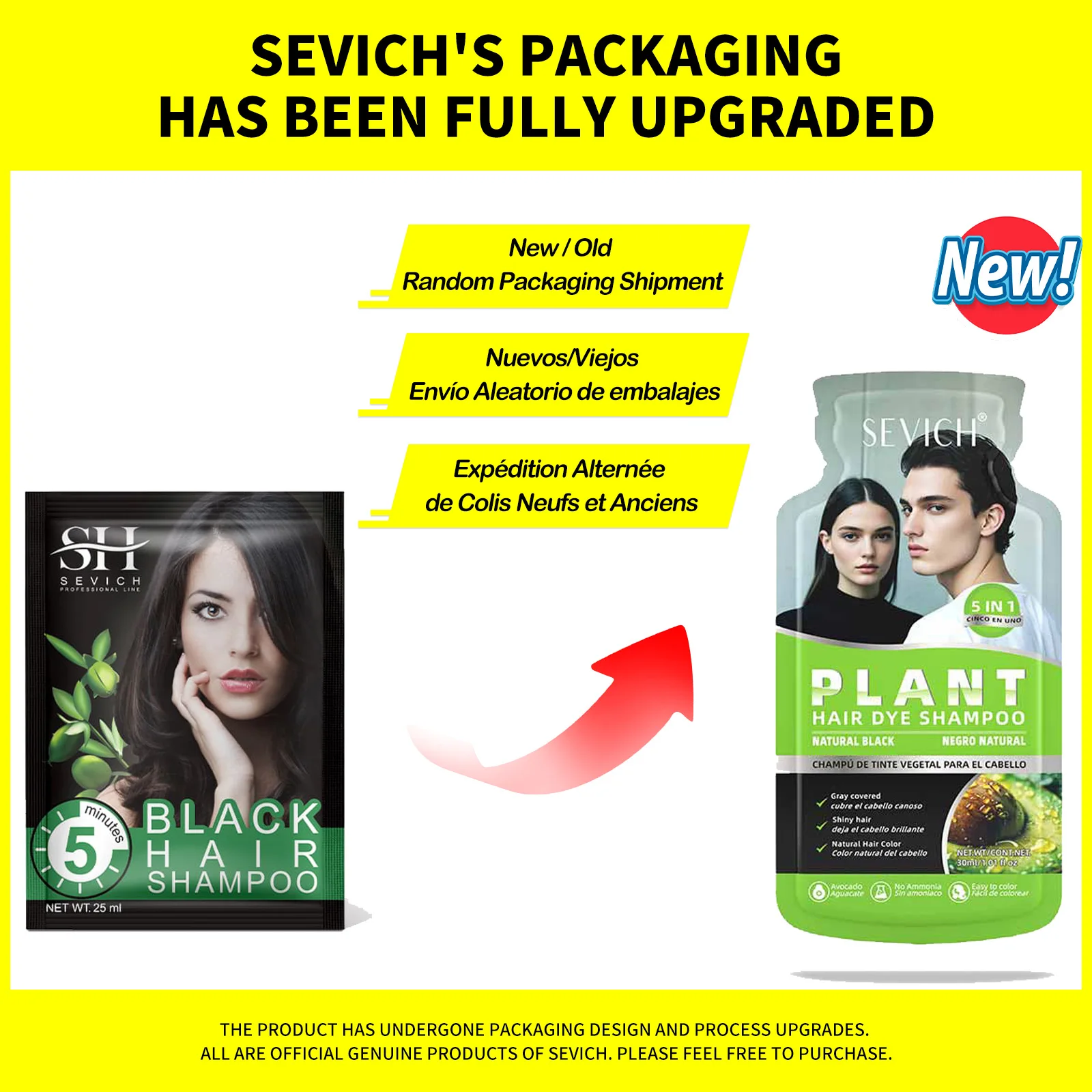 SEVICH 10Pcs Fast Black Hair Shampoo 5 Mins Fast Become Black Hair Dye Herb Natural Hair Care Restore Colorant Shampoo Hair Care