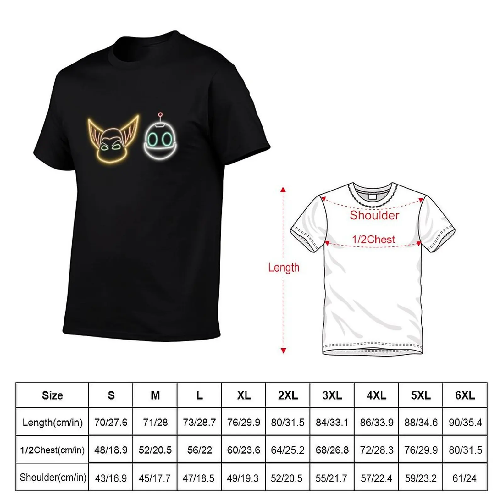 Ratchet and Clank Neon Sign T-Shirt Basic Crew Neck Short Sleeve Top
