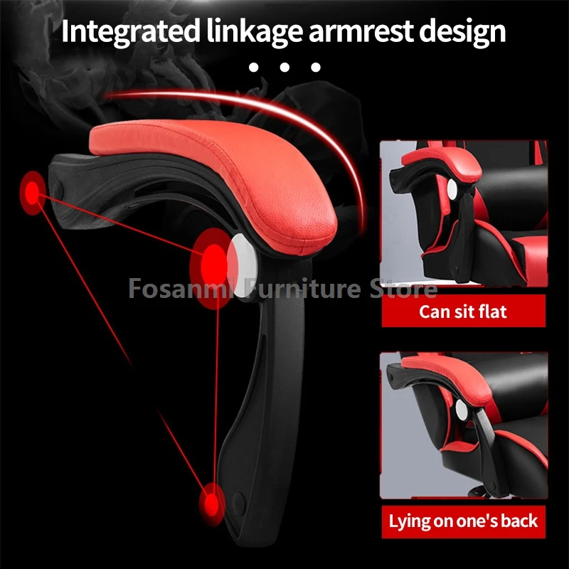 Cadeira de mesa reclinável para jogos em casa, altura ajustável, cadeira giratória de escritório, ergonômica, gamer, computador, com braços e encosto de cabeça