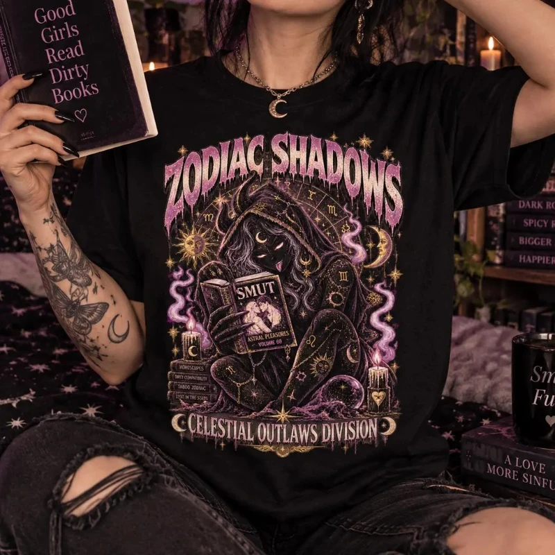 Dirty Constellation Shadow T-shirt Enthusiast Crazy Constellation Y2K T-shirt Vulgar Romantic Book Fans Shirt Ugly Crazy T-shirt
