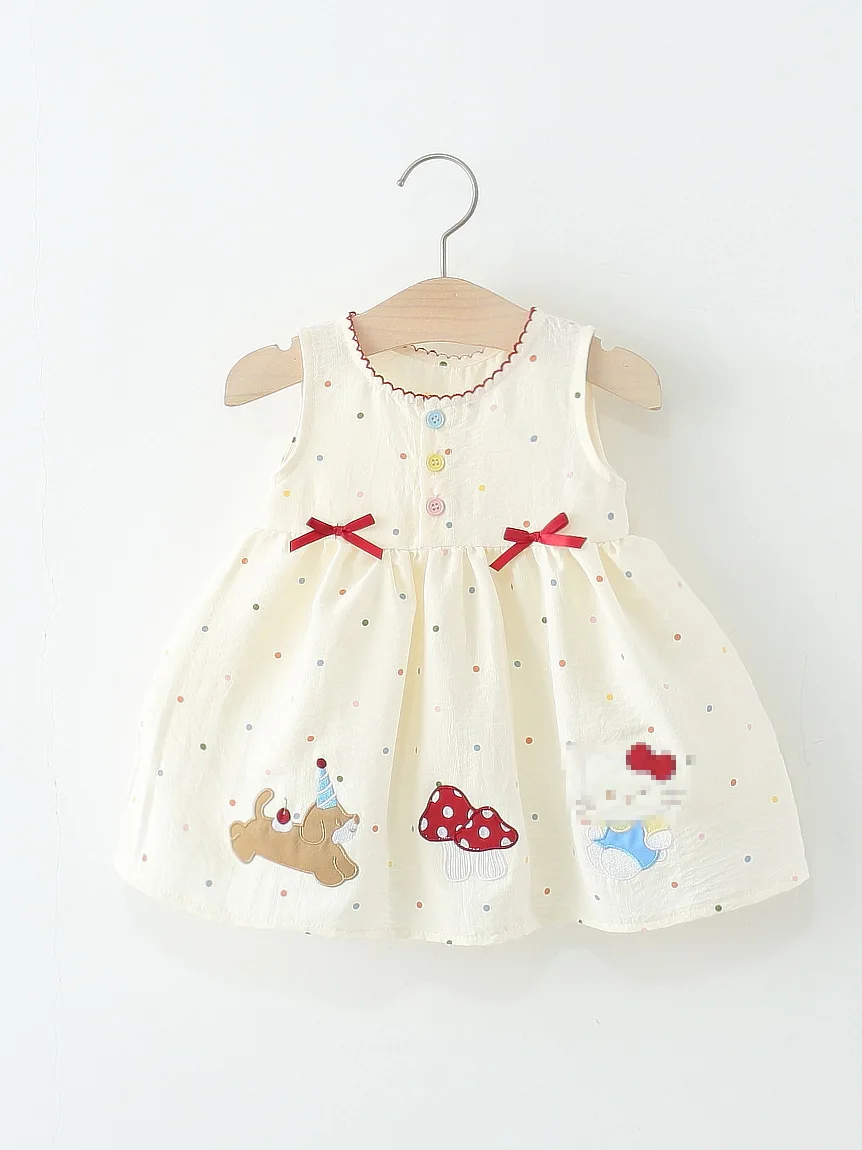 

Летний хлопковый однослойный жилет Dr в горошек для девочек, жилет с героями мультфильмов, юбка, мягкая удобная дышащая детская одежда...