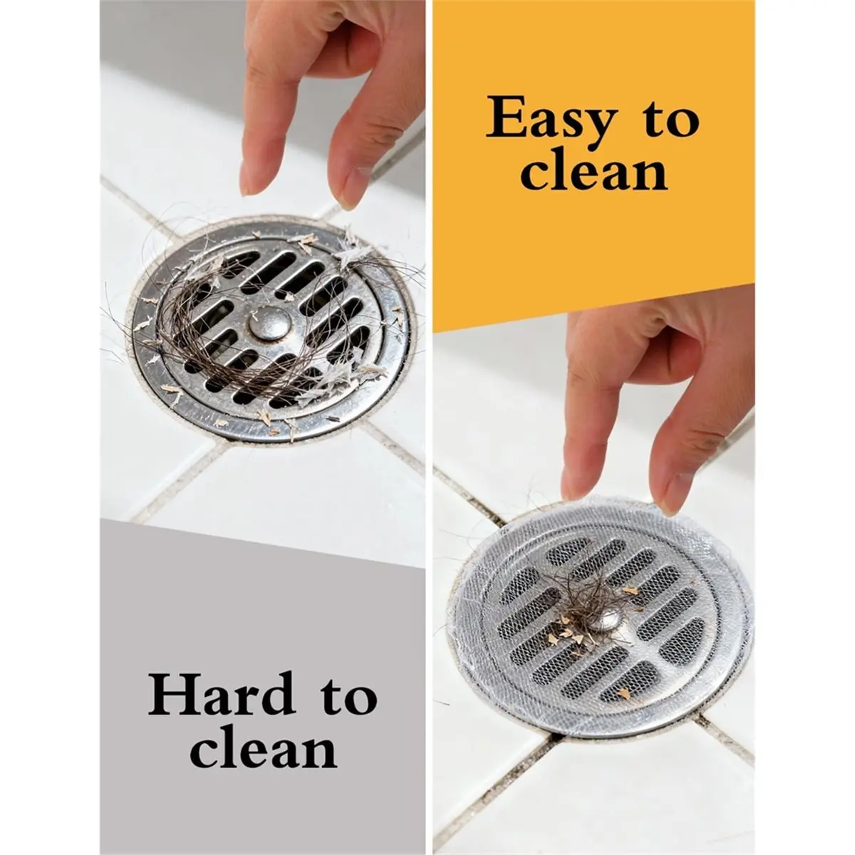 Coletor descartável do cabelo do dreno da chuveiro de 2 pacotes com ferramenta da remoção, adesivos autoadesivos das tampas do dreno do assoalho para o hotel em casa