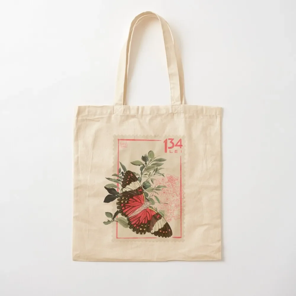 

Red butterfly stamp 134 Tote Bag shopper bags for women Canvas reusable shopping bag shopping trolley bag