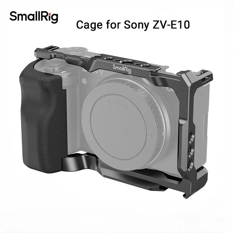

(Upgraded Version) SmallRig 3538B ZV-E10 Cage with Silicone Handle with Cold Shoe and Quick Release Plate for Sony ZV-E10