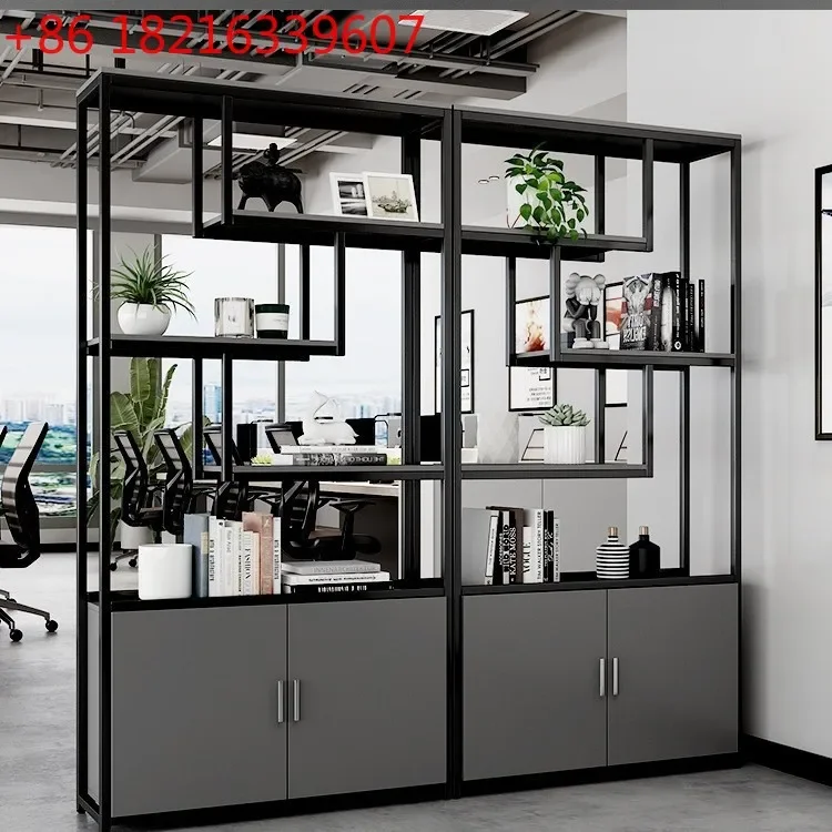 Partition rack wrought iron door cabinet living room floor flower stand office simple