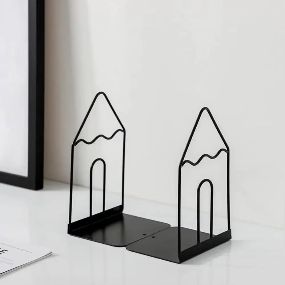 Durable Hollow Metal Bookends Anti-slip Reusable Simple Book Stand Sturdy Vertical Document Holder Letters