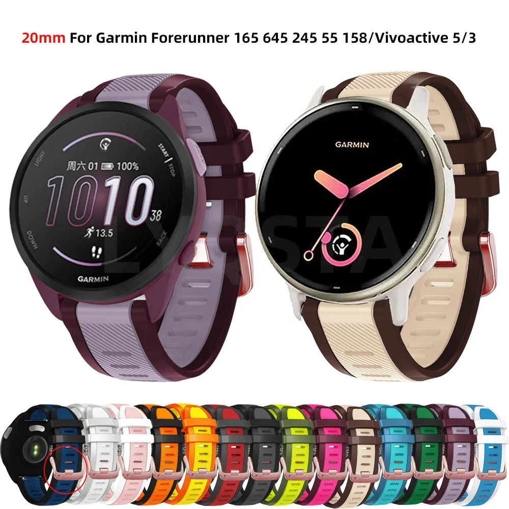 20mm Original Watch Band For Garmin Forerunner 165 Music Strap Smartwatch Bracelet For Vivoactive 5 3 Venu 2 Plus  SQ2 Wristband