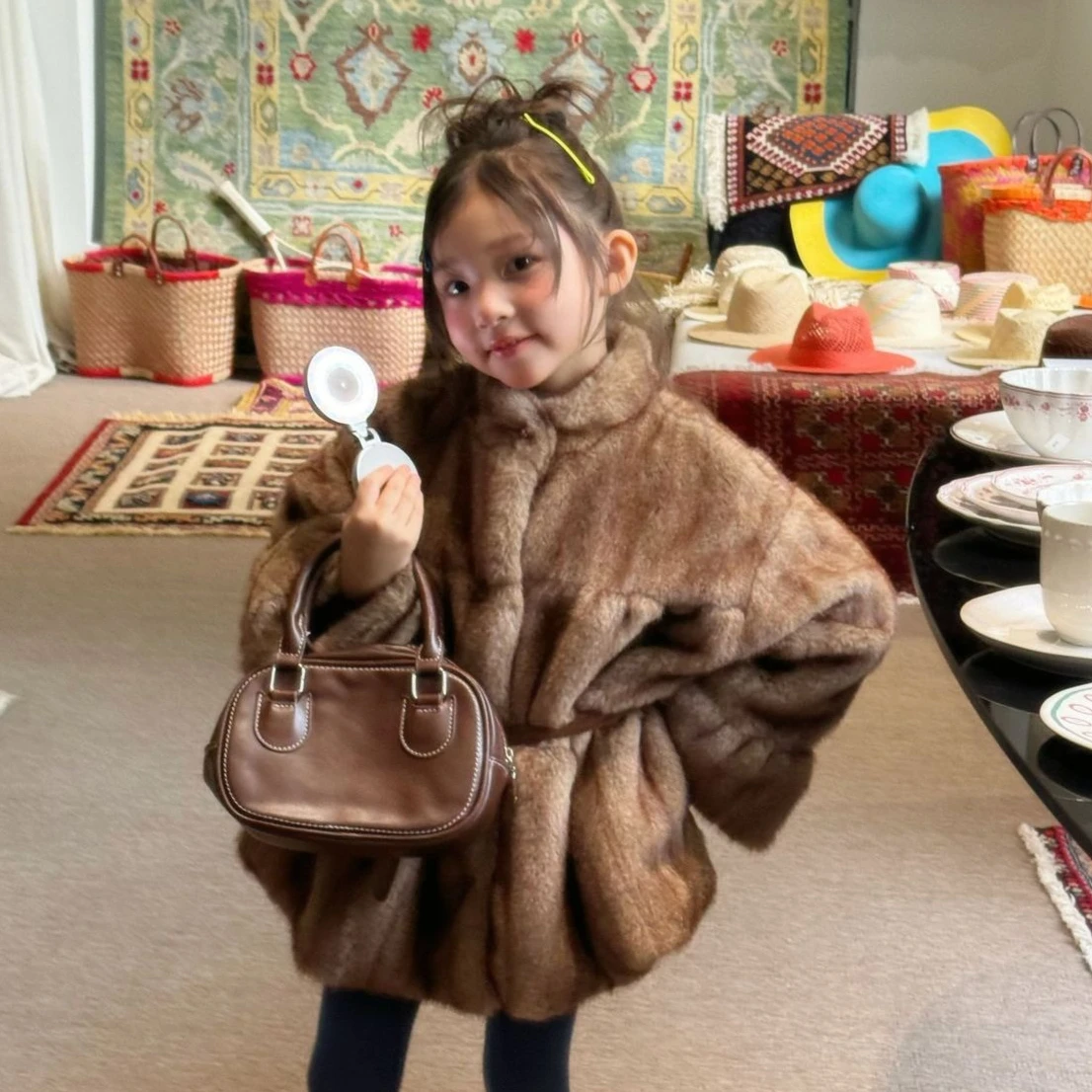 Girls Coat 2026 Autumn and Winter New Children's Clothing Korean Style Girl Baby Temperament Thickened Imitation Fur Mink Coat