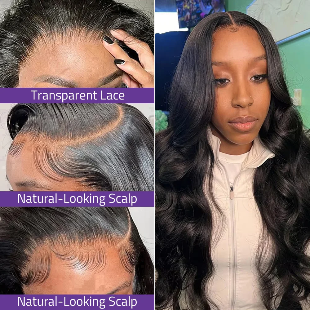 Body Wave 13x6 HD Lace Front Human Hair Wig 200% Density 360 Full Transparent Lace Frontal Brazilian Wigs Preplucked For Women image 2