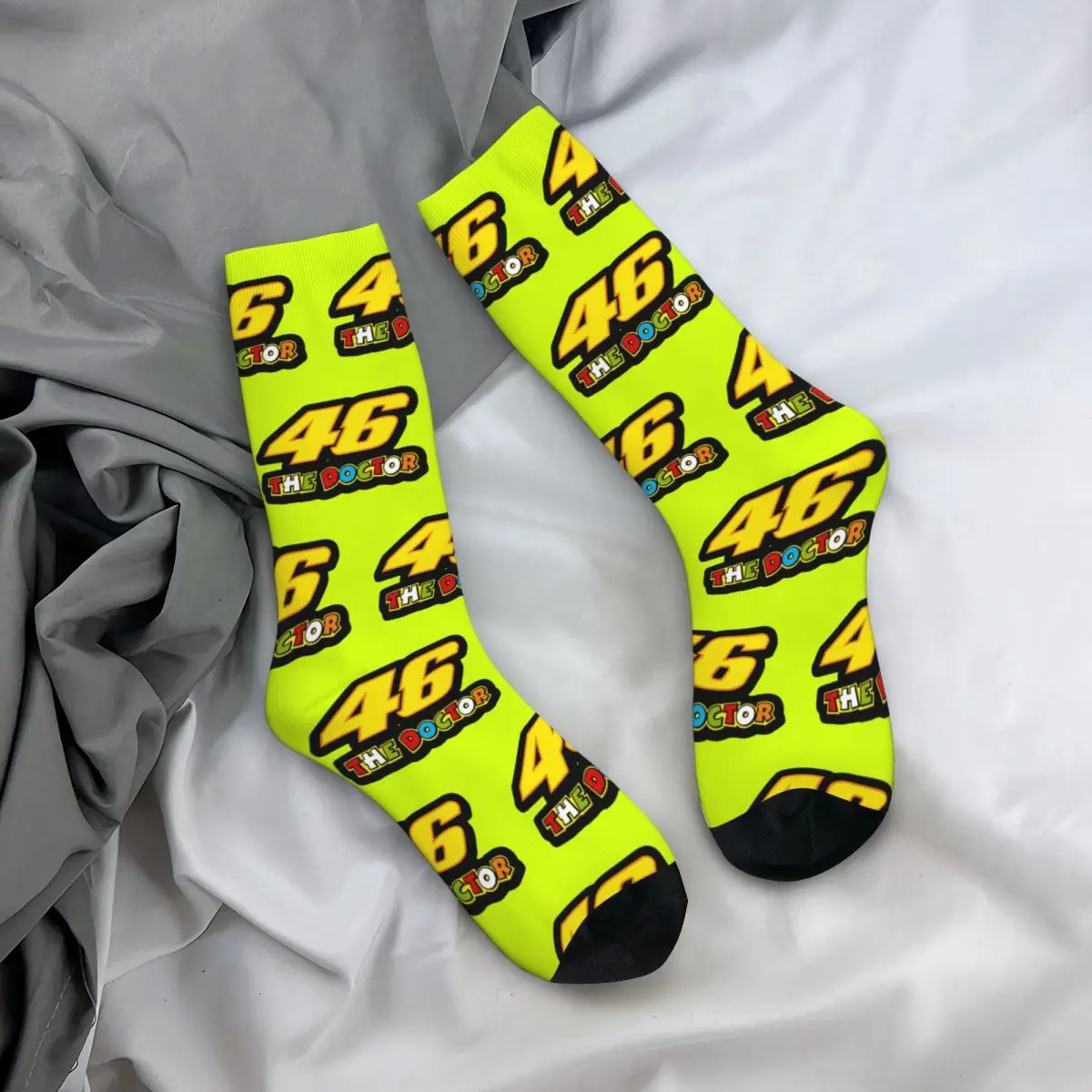 Rossi Rennnummer-Socken für Herren und Damen, Polyester, modisch, 46, Moto-GP-Socken, Neuheit, Frühling, Sommer, Herbst, Winter, mittlere Röhrensocken, Geschenk