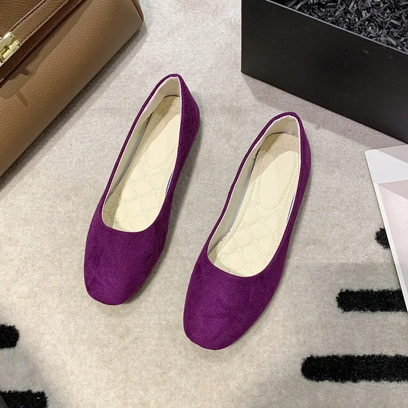 

Plus Size 35-43Woman Casual Round Toe Cute Flats Women Shoes Candy Color Loafers Faux Suede Ladies Ballet Flats Zapatos Mujer