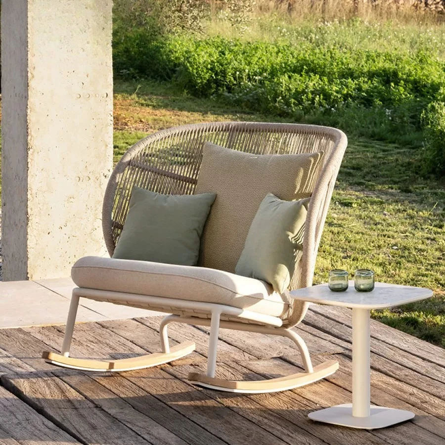 Nordic outdoor sofa leisure courtyard balcony lazy rattan chair combination outdoor rocking chair designer rope furniture
