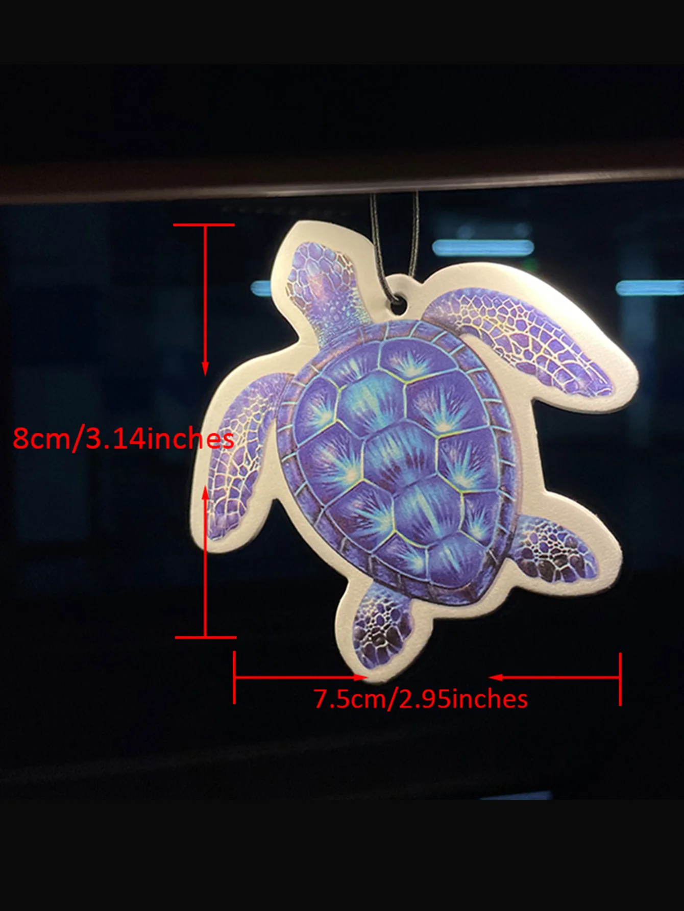 Blue Sea Turtle Shaped Hanging Car Air Freshener Scent Card, Natural Plant Extract Fragrance, Alcohol-Free, Heat & Sun Resistant