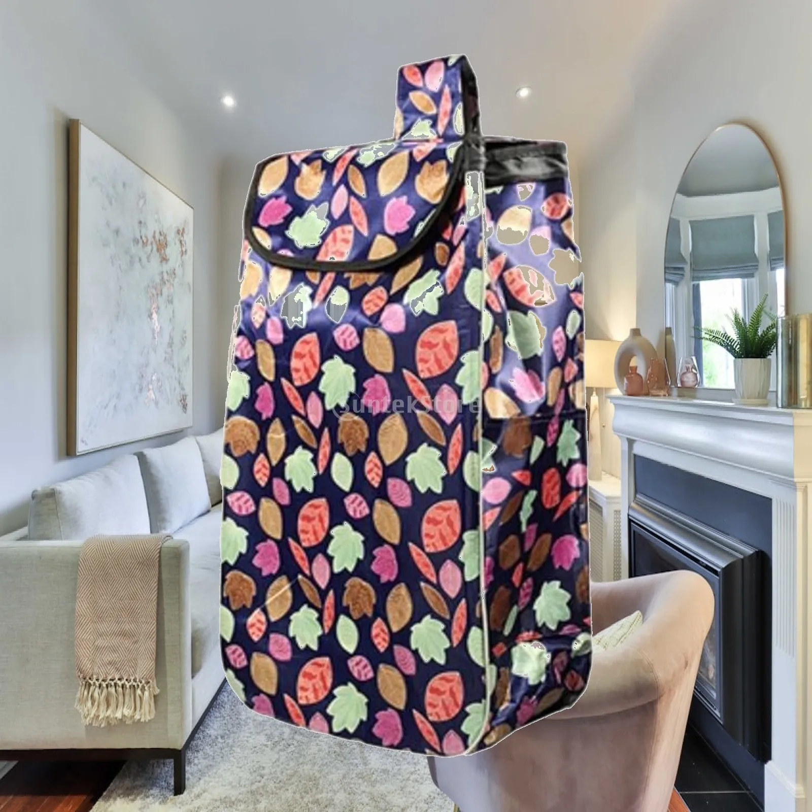 Waterproof Foldable Utility Cart Bag Heavy Duty Oxford Cloth Shopping Trolley Replacement for Market Use