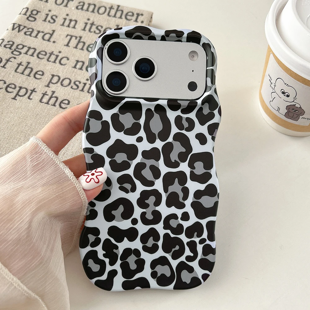 Modische 2-in-1-Handyhülle mit Leopardenmuster für iPhone 13 14 15 16 17 18 Pro Max, Wellenkanten, angenehme Haptik, harte, schlanke Hülle – Detail 8