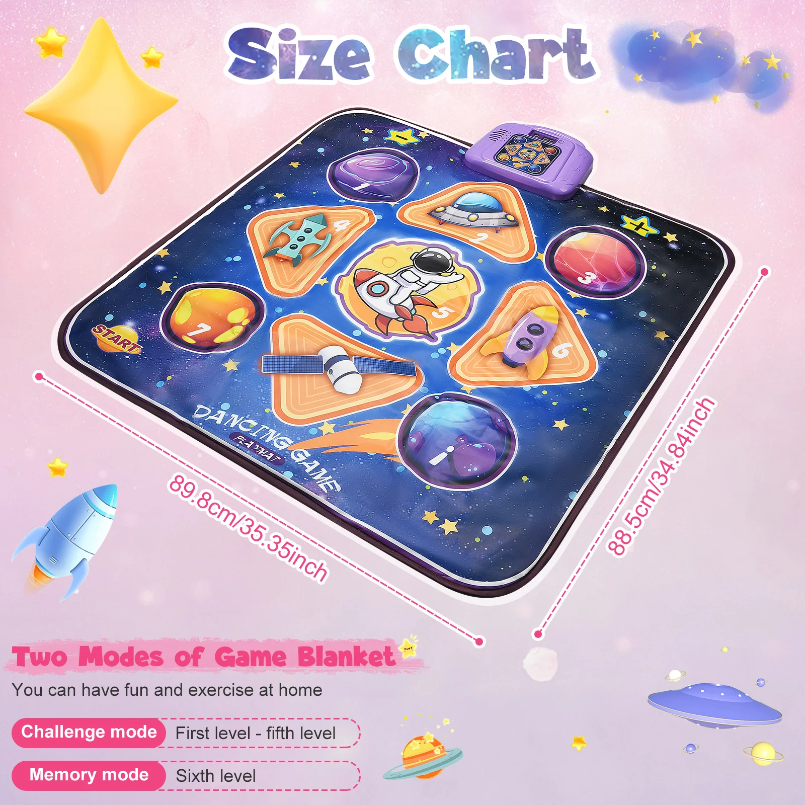 Kids Dance Mat Toys Musical Dance Mat For Children With 6 Game Modes Dance Pad With Built-in Music For Girls Boys Gifts