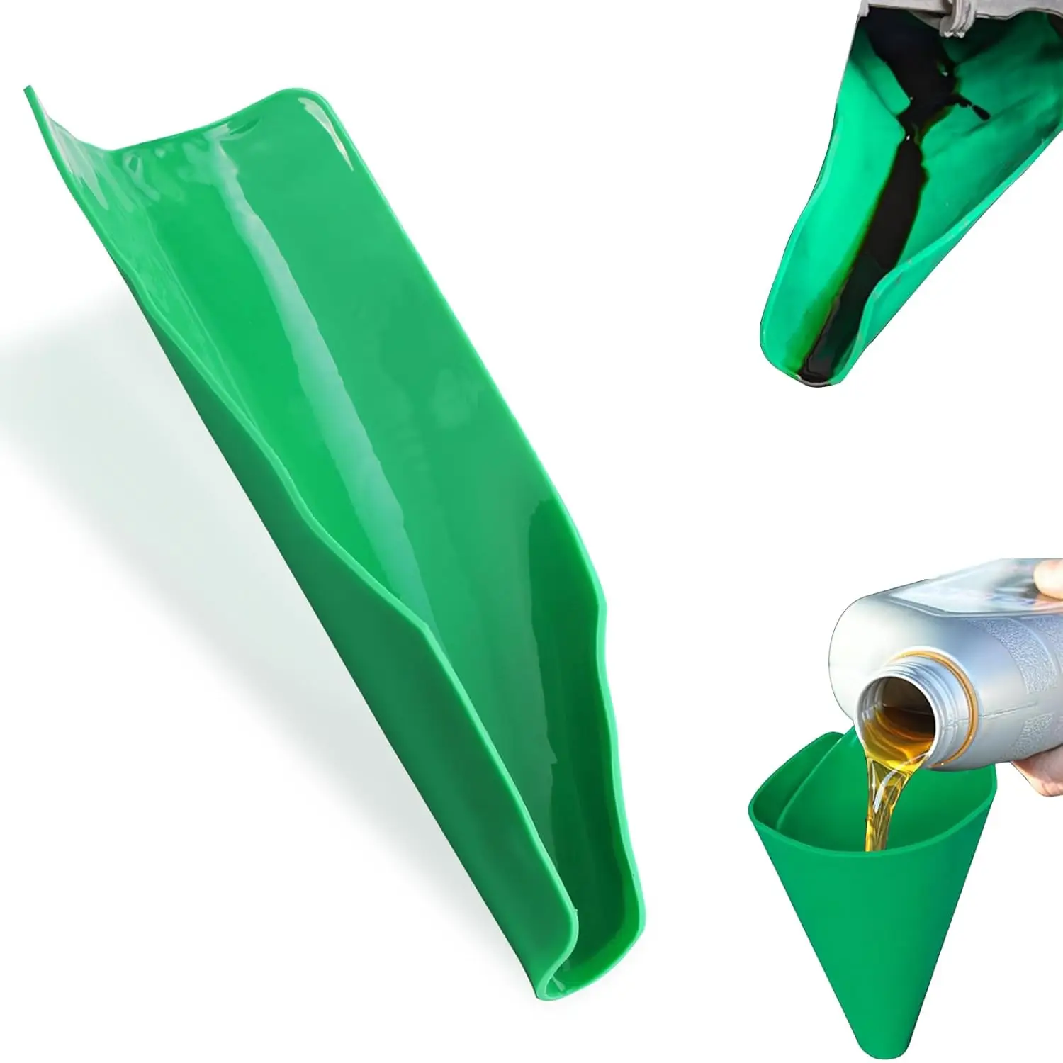 

Flexible Foldable Oil Funnel, Multi-Purpose for Automotive Use, Easy to Clean Small Wide Mouth Funnel for Oil Drain, Green