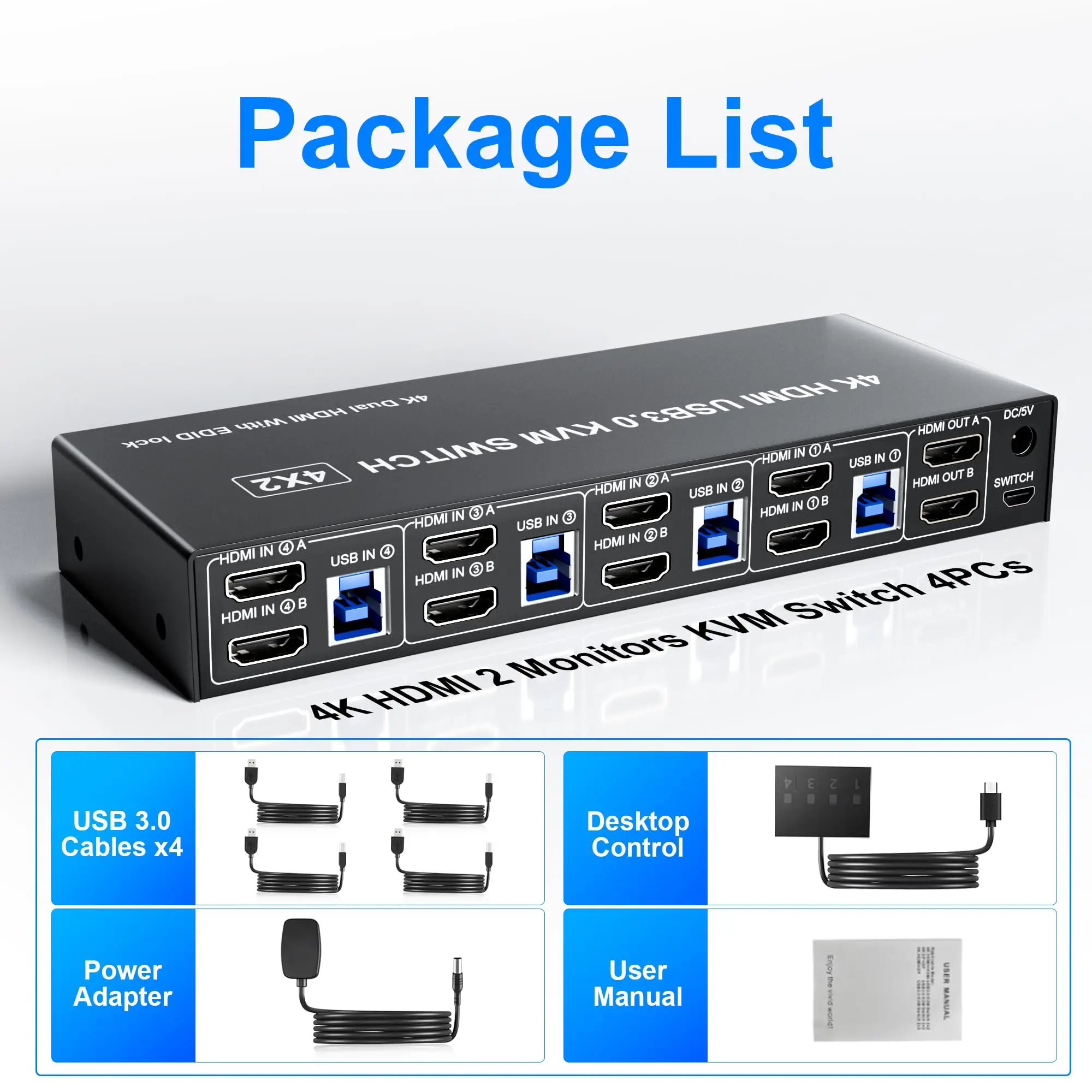 Imagem -06 - Displayport Usb 3.0 e Switch Kvm Hdmi Monitores 4k @ 60hz Monitor Duplo pc com Microfone de Áudio