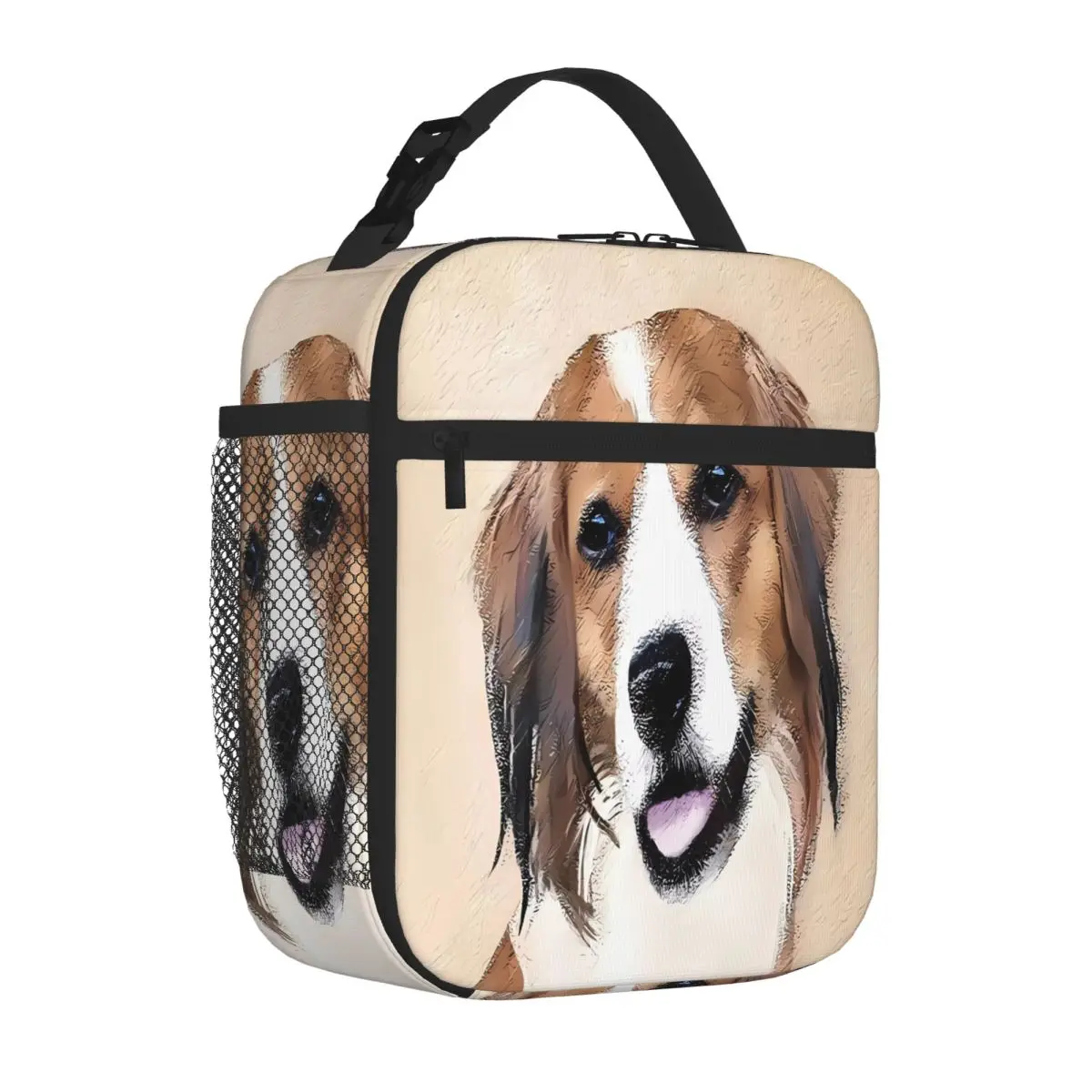 Bestselling Nederlandse Kooikerhondje Painting Dog Art Stitched Detail Sports Lunch Bag School Field Trip Kids Lunch Bag